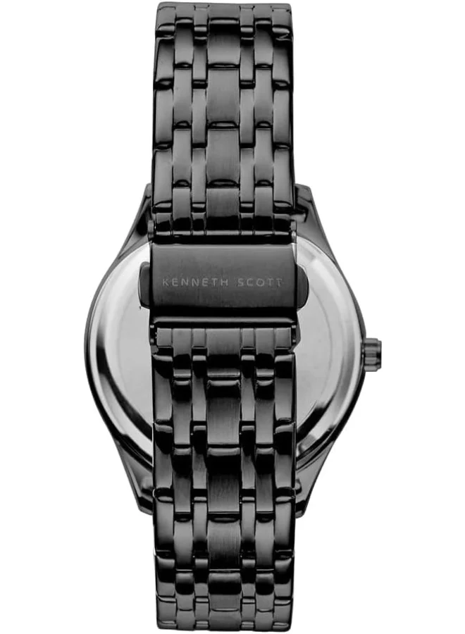 كينيث سكوت Kenneth Scott Men's Quartz Movement Watch, Analog Display and Stainless Steel Strap - K22028-XBXN, Black