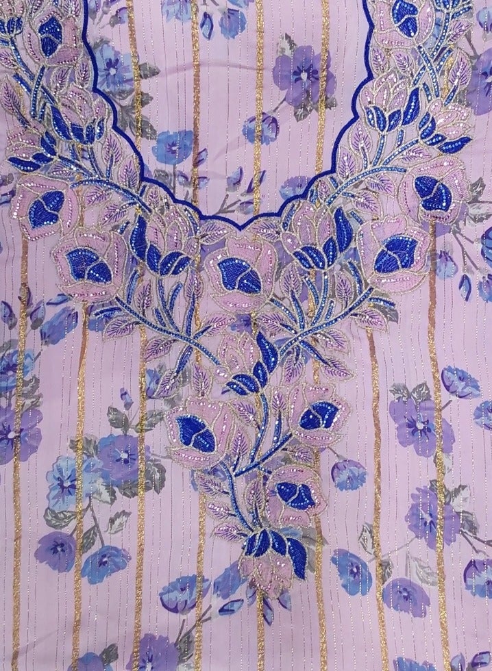 الريش البنفسجي  تطريز مخاوير خليجية شغل يدوي ✨ جلابية مطرزة جاهزة - Image 2