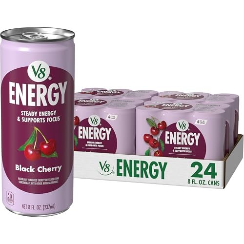 V8 Energy Black Cherry Energy Drink, 8 fl oz Can (24 Pack) - Image 1