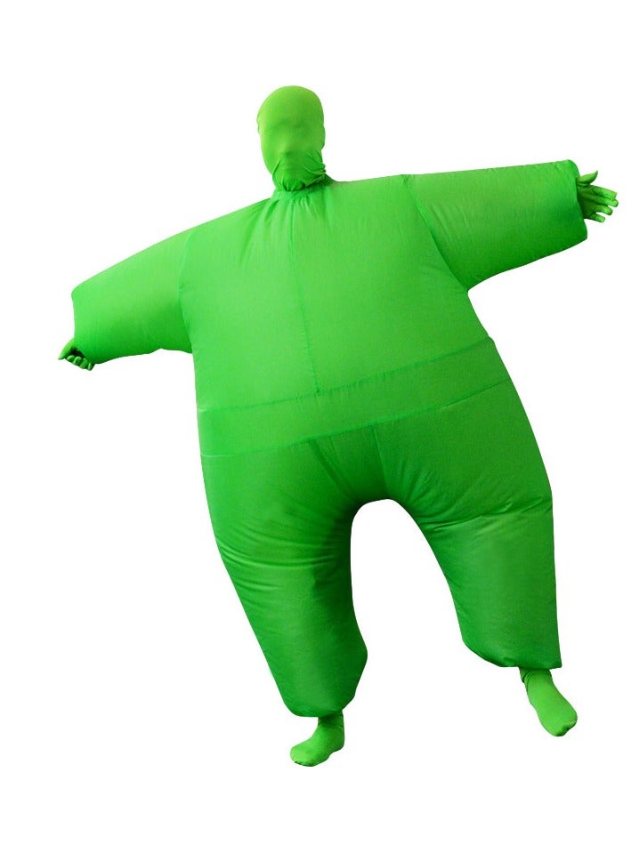 Celebrate Founding Day National Day Funny Adult Size Green Inflatable Full Body Costume Suit Air Fan Operated Blow Up Fancy Dress Halloween Sports Party Fat Inflatable Jumpsuit Costume - Image 1