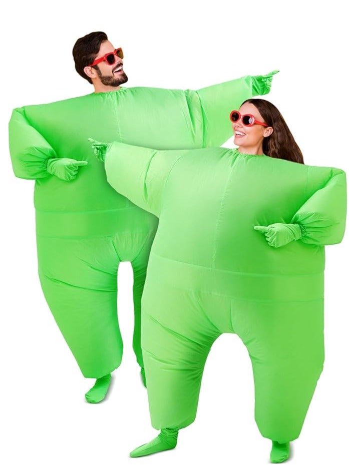 Celebrate Founding Day National Day Funny Adult Size Green Inflatable Full Body Costume Suit Air Fan Operated Blow Up Fancy Dress Halloween Sports Party Fat Inflatable Jumpsuit Costume - Image 4