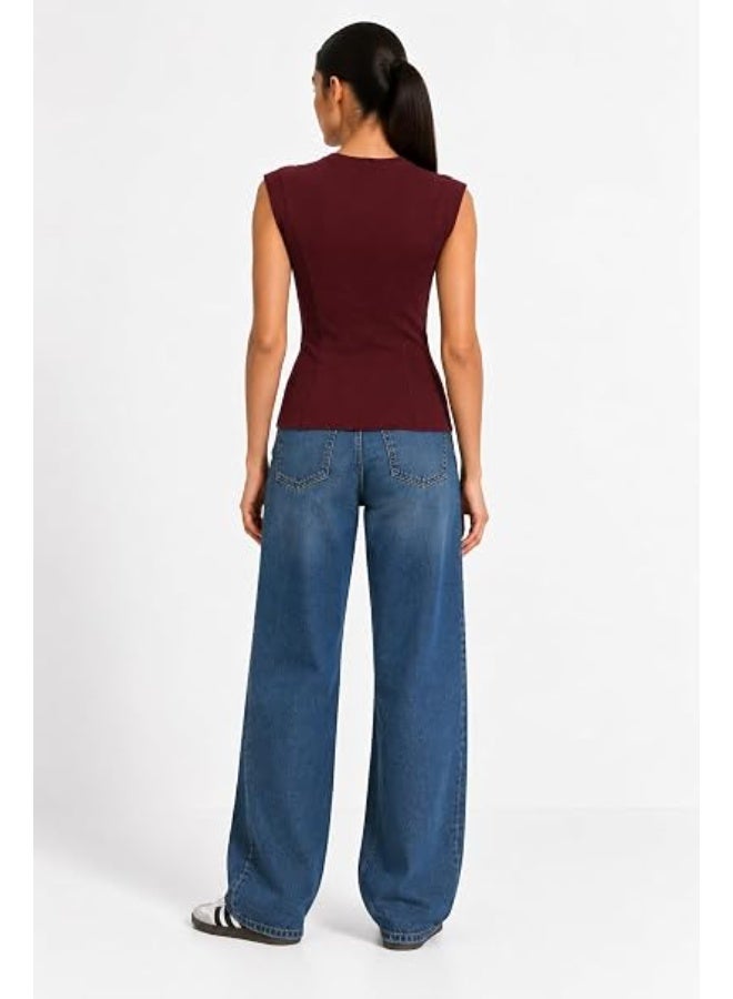 Nileton Women’s Basic Top Ribbed Knit – Crew Neck Basic T-sho- Cap Sleeve Cotton Stretch Fitted T-shirts For Women - Stretchy Slim Fit Casual Tee - Image 3