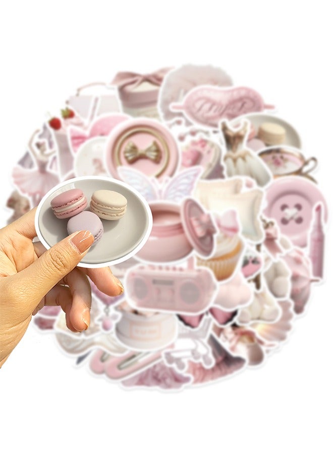 50pcs tender ballet pink stickers, pink aesthetic graffiti stickers for kids teens, cute girl pink water bottle decals for laptops journals bags and mobile phones - Image 2