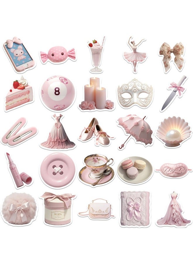 50pcs tender ballet pink stickers, pink aesthetic graffiti stickers for kids teens, cute girl pink water bottle decals for laptops journals bags and mobile phones - Image 4