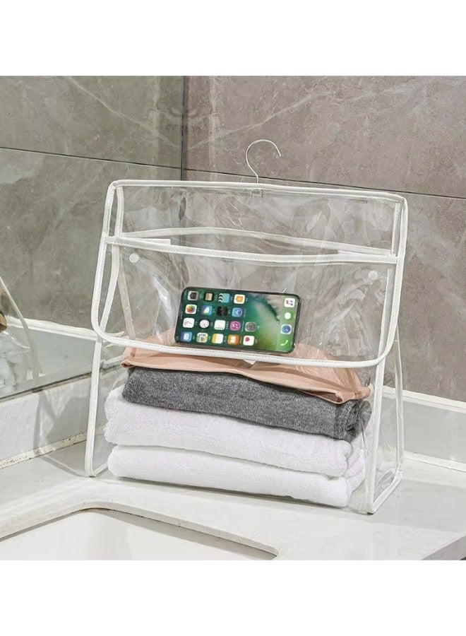 Aikenn Bathroom Storage Bag Transparent Toiletry Storage Bag Bathroom Clothing Bag Pvc Storage Bag Bathroom Waterproof Hanging Bag Hanging Storage Bag With Mobile Phone Interlayer Can Be Used In Bathroom Dormitory Travel And Carry (White)  - Image 3