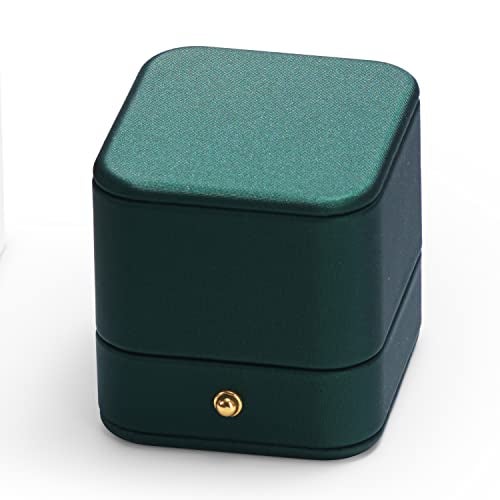 Oirlv Gorgeous Blackish Green Ring Box Premium Leather Ring Bearer Box for Wedding,Proposal Jewelry Gift Case - Image 2