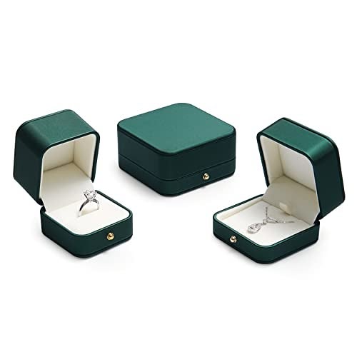 Oirlv Gorgeous Blackish Green Ring Box Premium Leather Ring Bearer Box for Wedding,Proposal Jewelry Gift Case - Image 4