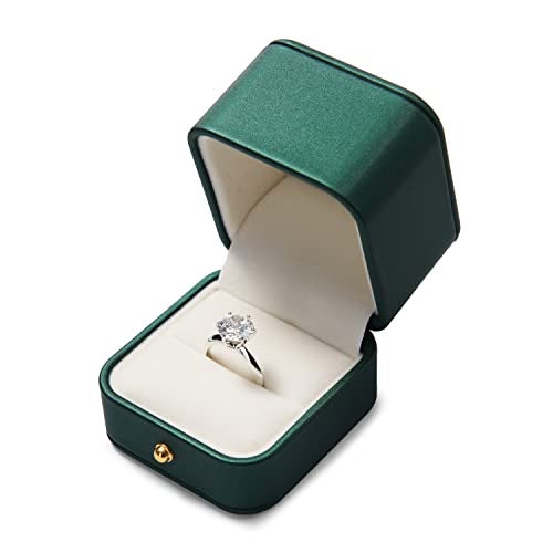 Oirlv Gorgeous Blackish Green Ring Box Premium Leather Ring Bearer Box for Wedding,Proposal Jewelry Gift Case - Image 1