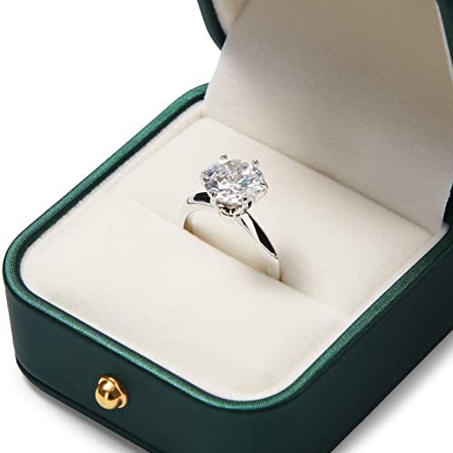 Oirlv Gorgeous Blackish Green Ring Box Premium Leather Ring Bearer Box for Wedding,Proposal Jewelry Gift Case - Image 5
