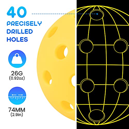 Geekman Premium 40 Holes Pickleball Balls for Outdoor Sport, USAPA Standard, True Flight, Highly Durable, 12 Pack - Image 2