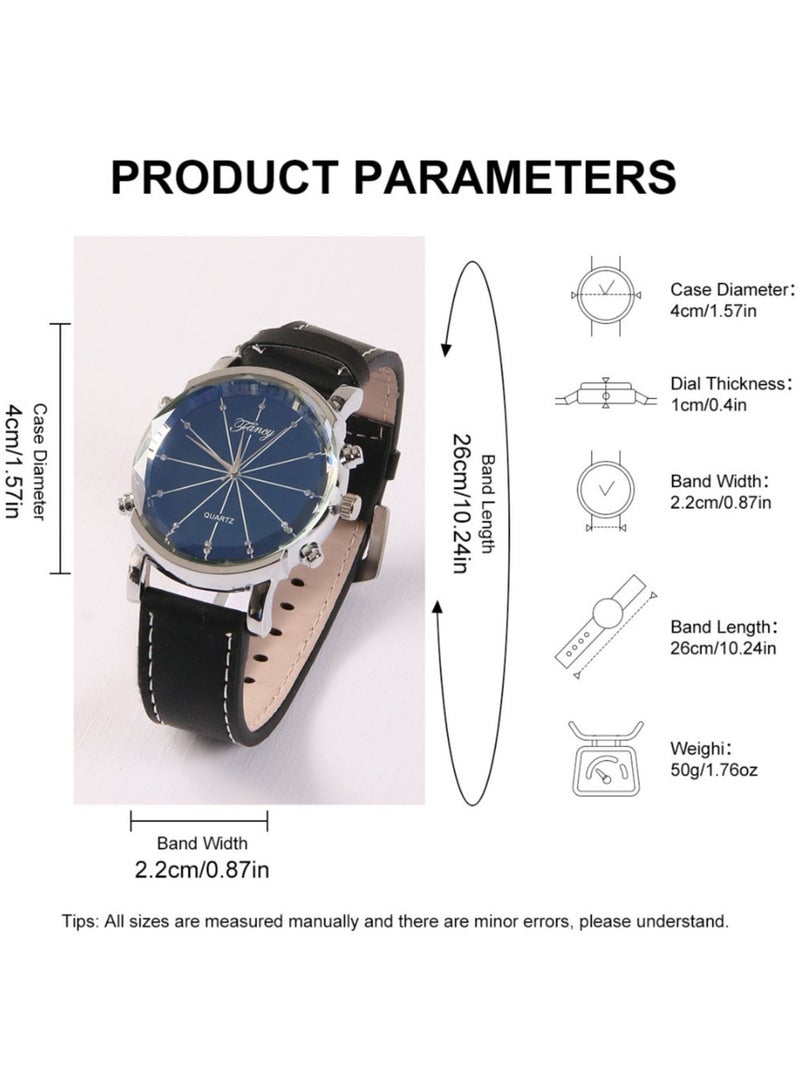 Fancy Men's Luxury Gift Box Set with Elegant Leather Strap Watch - Perfect Ramadan Gift, Father's Day, Valentine's for Him, Graduation Birthday Gift for Men, Husband, Boyfriend, Friends, Teachers, Students - Image 3