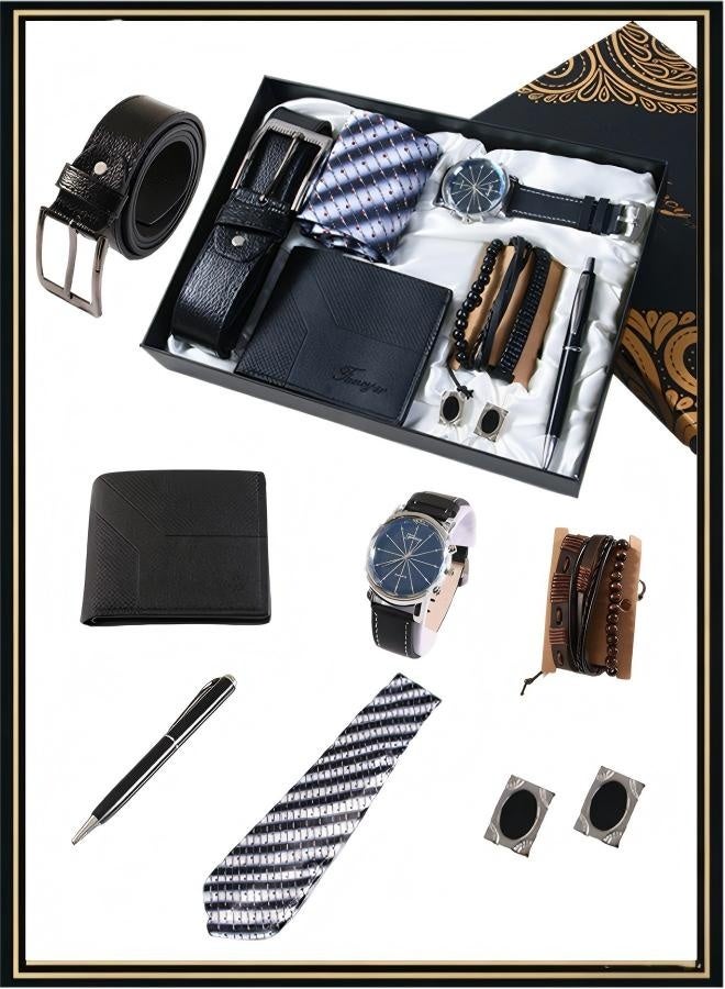 فانسي مجموعة هدايا رجالية فاخرة ساعة يد جلد أنيقة - هدية رمضان كريم مثالية، اغراض وهدية رمضان، هدايا عيد الأب وعيد الحب، هدية تخرج وميلاد للأصدقاء والمعلمين والطلاب - Image 1
