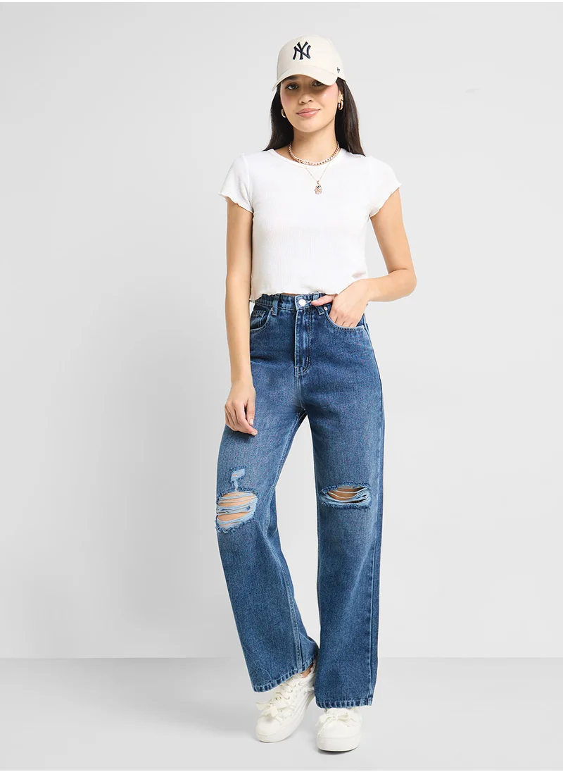Ginger Mid Rise Wide Leg Jeans