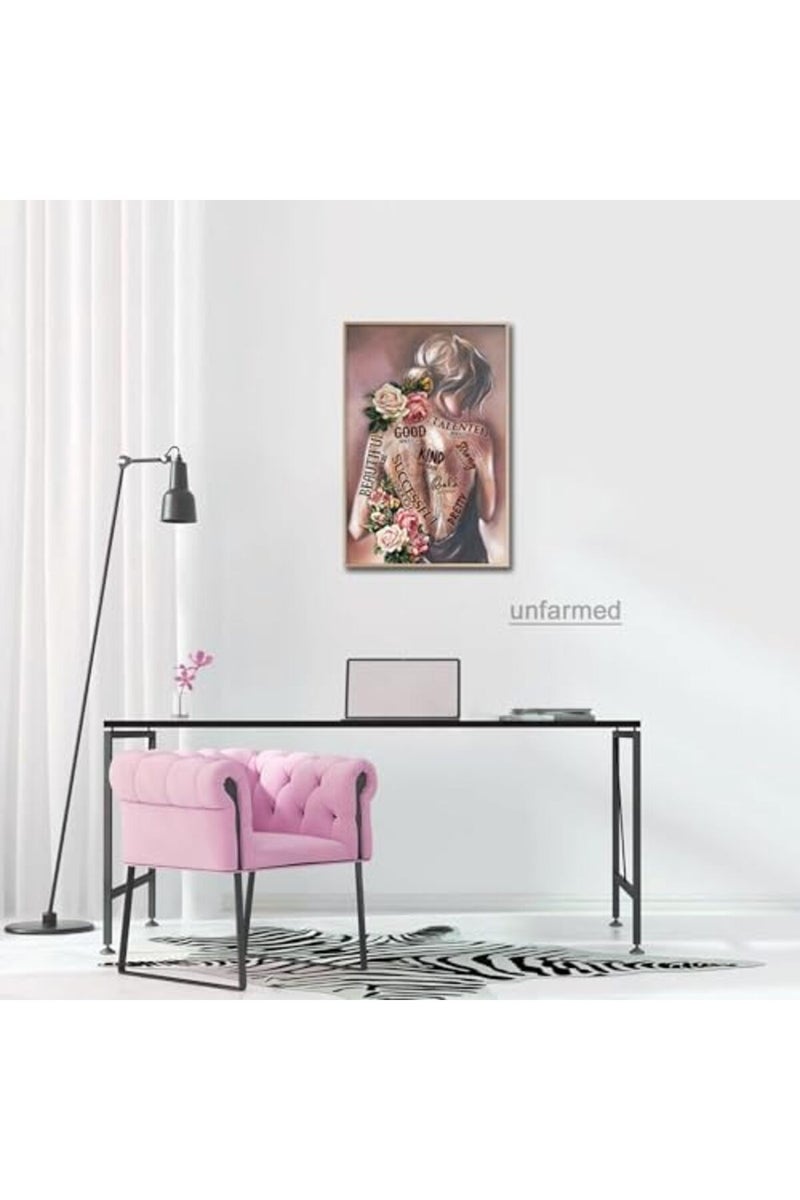 AKWISH Framed Inspirational Positive Quotes Canvas Wall Art Hippie Boho Wall Decor Floral Painting Poster Women Motivational Encouragement Gifts for Bedroom Living Room Home Office Ready to Hang (12"X 16") - Image 3