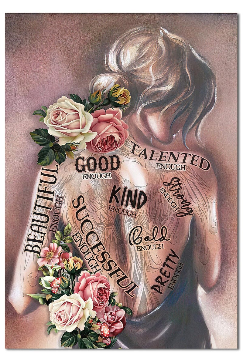 AKWISH Framed Inspirational Positive Quotes Canvas Wall Art Hippie Boho Wall Decor Floral Painting Poster Women Motivational Encouragement Gifts for Bedroom Living Room Home Office Ready to Hang (12"X 16") - Image 1