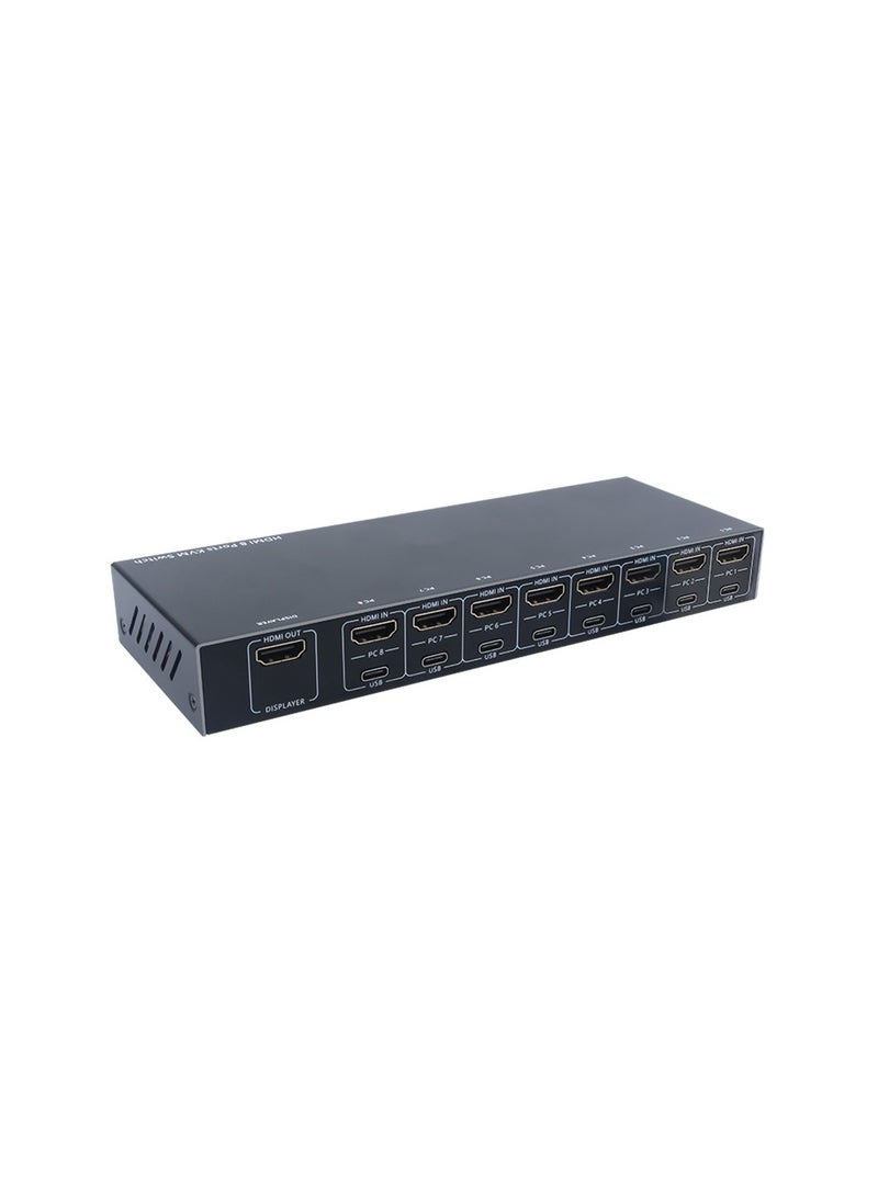 Generic 8 in 1 Out HDMI KVM Switch Sharing Monitor/Keyboard/Mouse/Printer among 8 Hosts/ 4K@30Hz/Audio&Video Sync Output Black  - Image 1