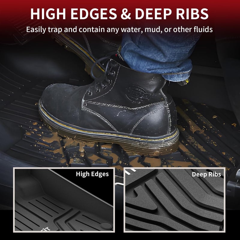LASFIT Floor Mats for Honda CR-V 2026 2025 2024 2023 (Gasoline & Hybrid & e:FCEV), All Weather TPE Custom Fit Anti-Slip Pet Friendly Car Liners, 1st & 2nd Row Black - Image 5