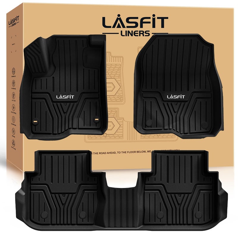 LASFIT Floor Mats for Honda CR-V 2026 2025 2024 2023 (Gasoline & Hybrid & e:FCEV), All Weather TPE Custom Fit Anti-Slip Pet Friendly Car Liners, 1st & 2nd Row Black - Image 1