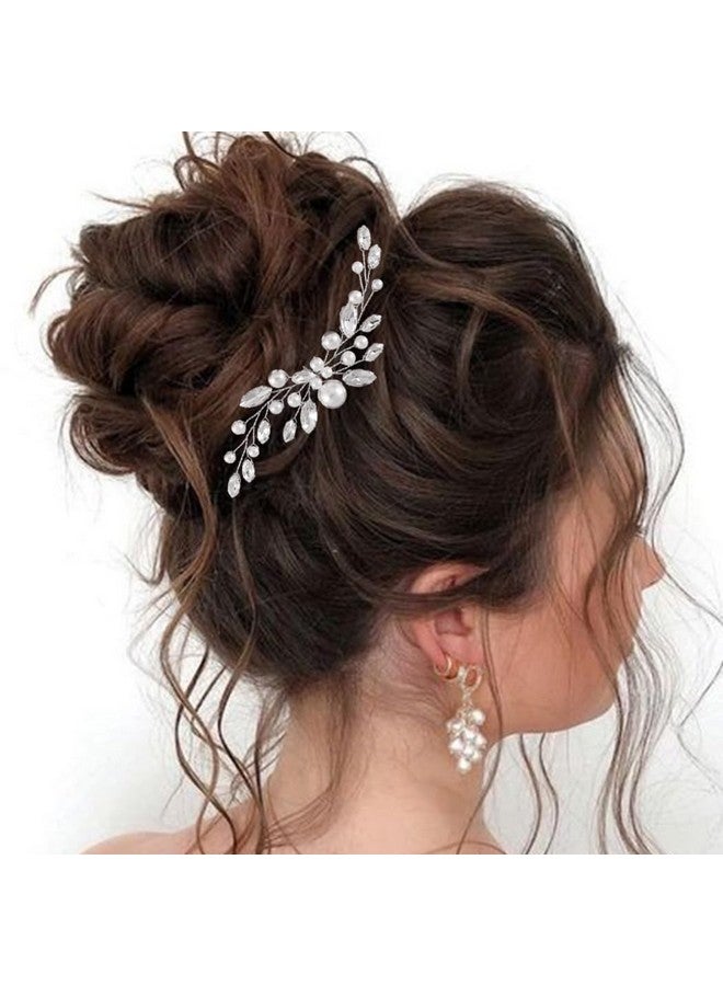 JAKAWIN Pearl Bride Wedding Hair Pins Silver Rhinestone Hair Piece Crystal Headpiece Bridal Hair Accessories For Women Hp179 (1 Silver)  - Image 2