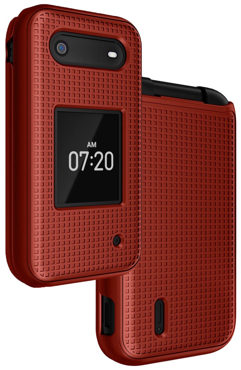 Nakedcellphone حافظة لهاتف نوكيا 2760 2780 القابل للطي، غلاف واقي رقيق من ناكدسيلفون مع نسيج شبكي لهاتف تراكفون N139DL، TA-1398، TA-1451، TA-1420 - أحمر - Image 1