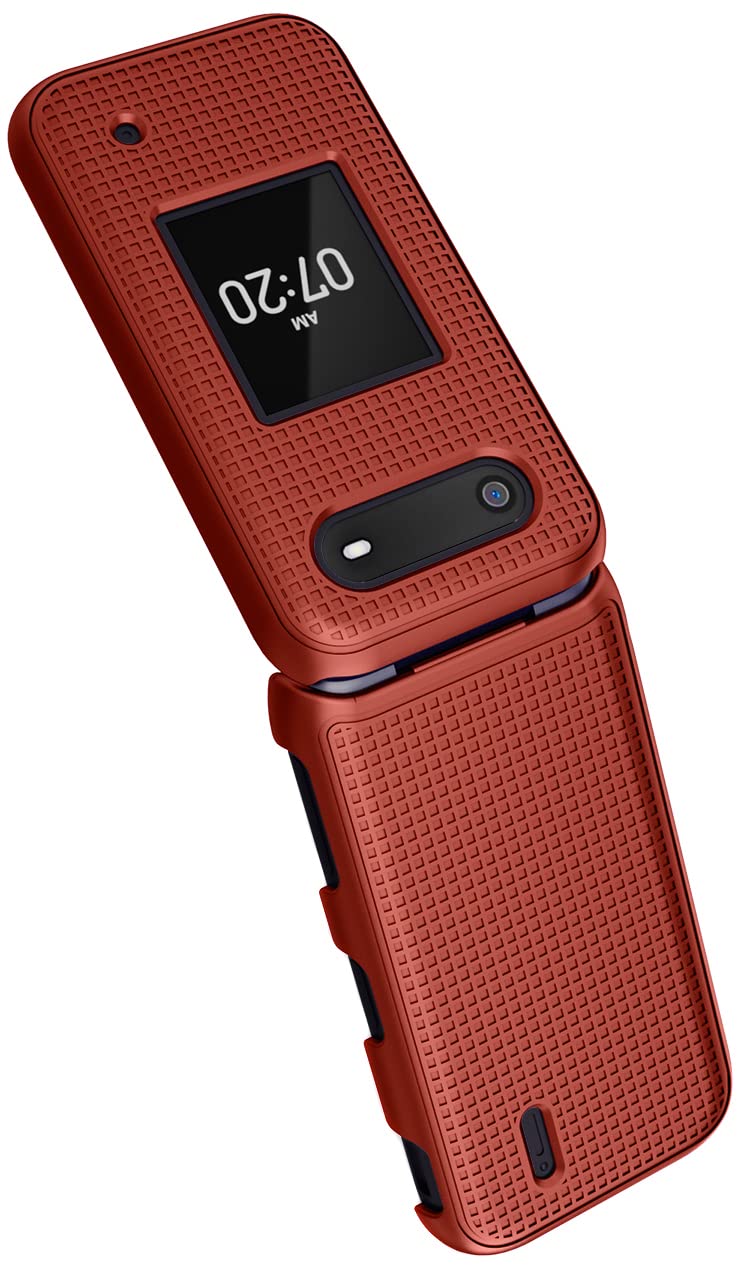 Nakedcellphone حافظة لهاتف نوكيا 2760 2780 القابل للطي، غلاف واقي رقيق من ناكدسيلفون مع نسيج شبكي لهاتف تراكفون N139DL، TA-1398، TA-1451، TA-1420 - أحمر - Image 5