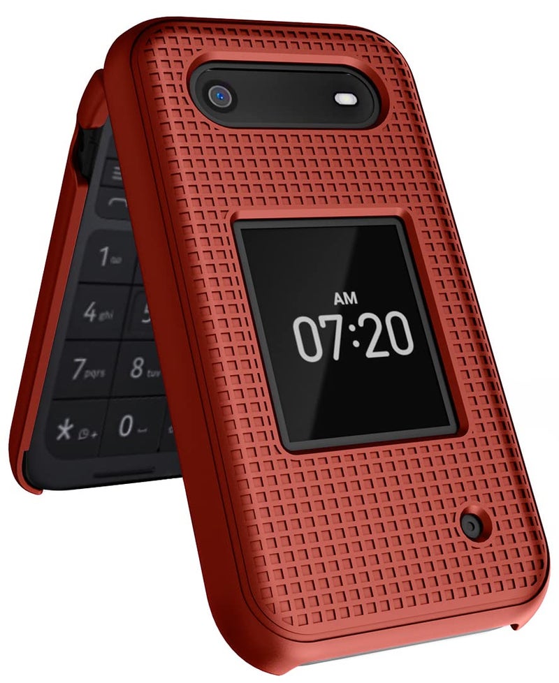Nakedcellphone حافظة لهاتف نوكيا 2760 2780 القابل للطي، غلاف واقي رقيق من ناكدسيلفون مع نسيج شبكي لهاتف تراكفون N139DL، TA-1398، TA-1451، TA-1420 - أحمر - Image 4