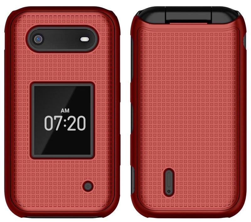 Nakedcellphone حافظة لهاتف نوكيا 2760 2780 القابل للطي، غلاف واقي رقيق من ناكدسيلفون مع نسيج شبكي لهاتف تراكفون N139DL، TA-1398، TA-1451، TA-1420 - أحمر - Image 3