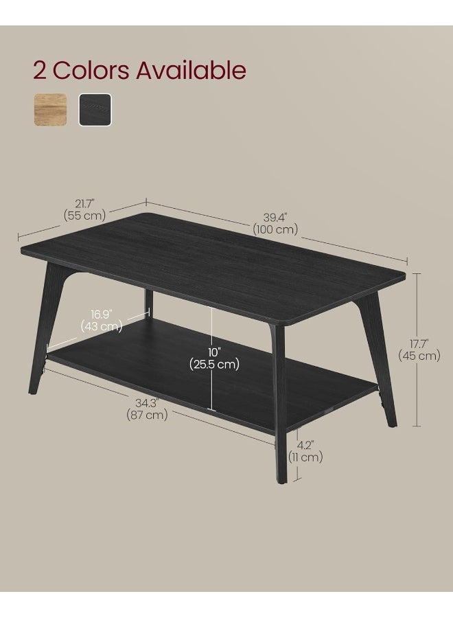 VASAGLE Coffee Table, 2-Tier Living Room Table with Storage, Center Table with Rounded Corners - Image 3