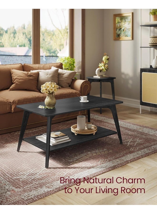 VASAGLE Coffee Table, 2-Tier Living Room Table with Storage, Center Table with Rounded Corners - Image 4