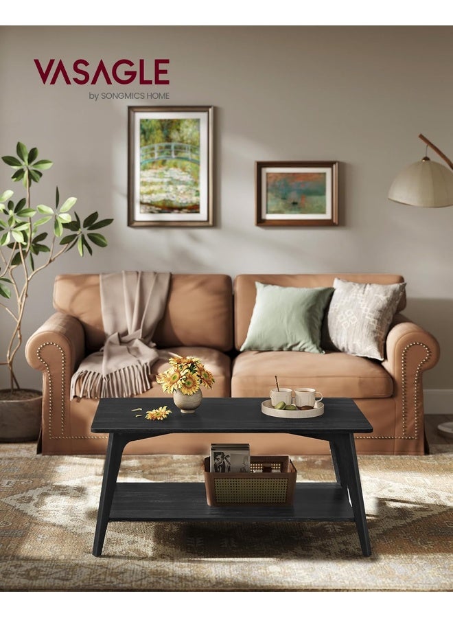 VASAGLE Coffee Table, 2-Tier Living Room Table with Storage, Center Table with Rounded Corners - Image 2