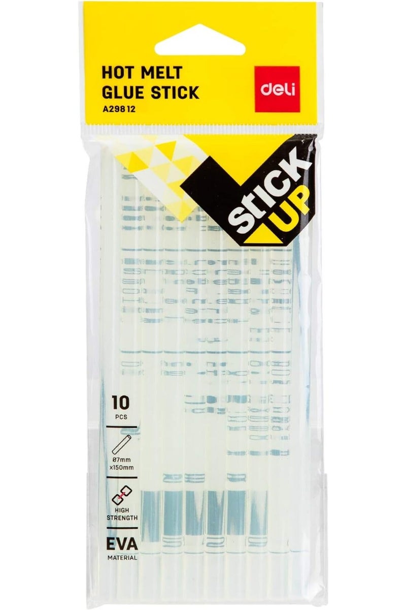 Deli Desktop Supplies Glue Gun Hot Melt Stick Small 10 pcs, 7mm*150mm, White - Image 1