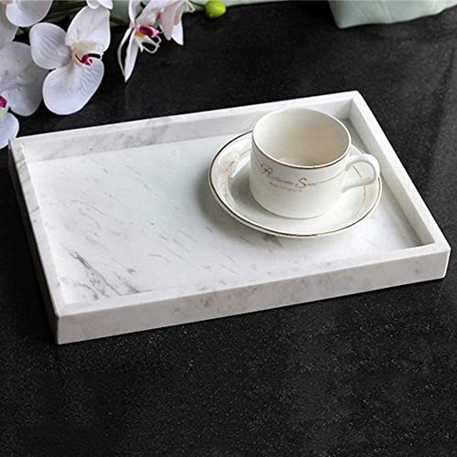 StonePlus Natural Marble Storage Vanity Tray, Cosmetics Jewelery Tray, Kitchen Organizer, Coffee Table Tray (Volakas White, Glossy Surface, 11.8L x 7.87W x 1.18H) - Image 4
