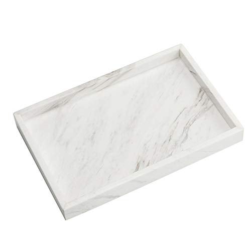 StonePlus Natural Marble Storage Vanity Tray, Cosmetics Jewelery Tray, Kitchen Organizer, Coffee Table Tray (Volakas White, Glossy Surface, 11.8L x 7.87W x 1.18H) - Image 1