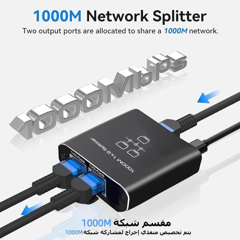 Multi-use qualified quality Network Splitter Adapter - Internet Hub, Widely Uses Ethernet Expander | Wired LAN Cable Splitter for Cameras, TV Docks, Home Cinema, Desk, Room Globally popular elegant design - Image 2