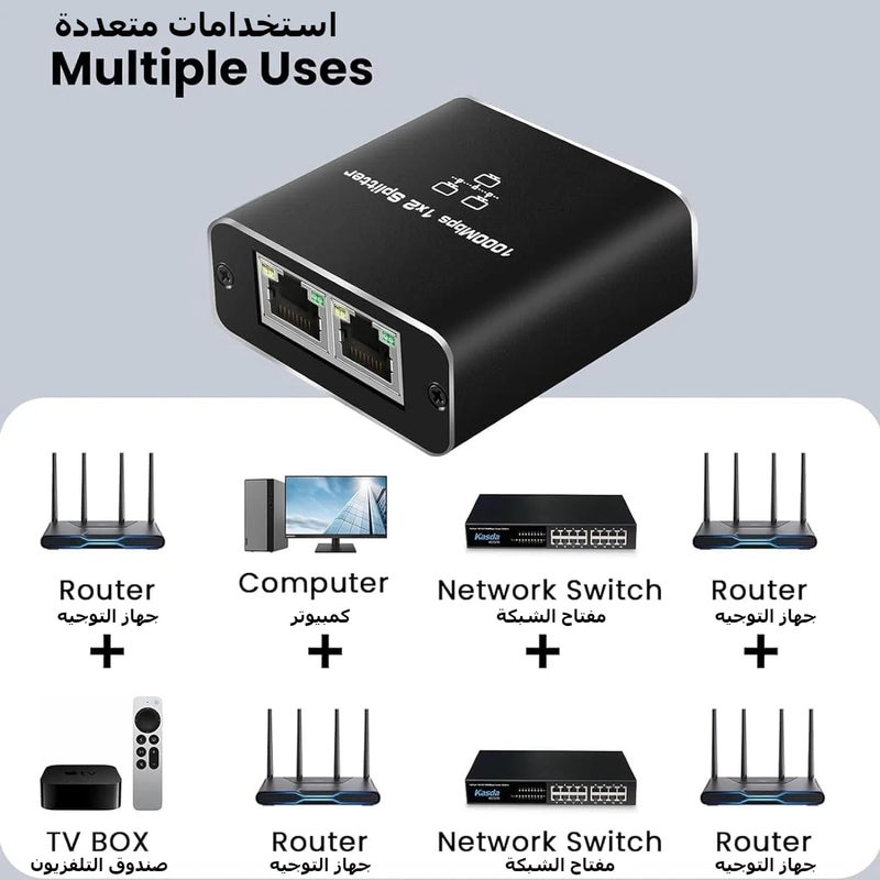 Multi-use qualified quality Network Splitter Adapter - Internet Hub, Widely Uses Ethernet Expander | Wired LAN Cable Splitter for Cameras, TV Docks, Home Cinema, Desk, Room Globally popular elegant design - Image 5