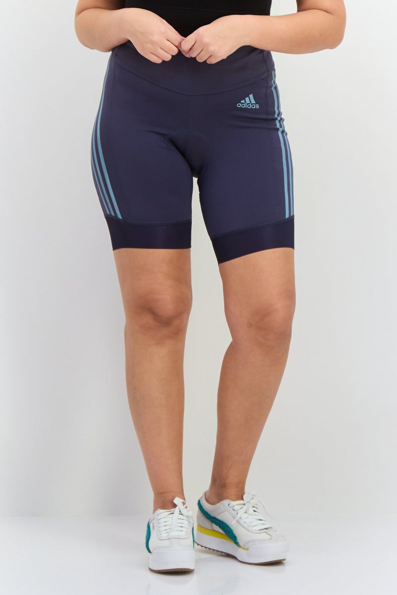 Adidas شورتات تدريب نسائية مناسبة، سحب على، لون أزرق غامق مترب - Image 1