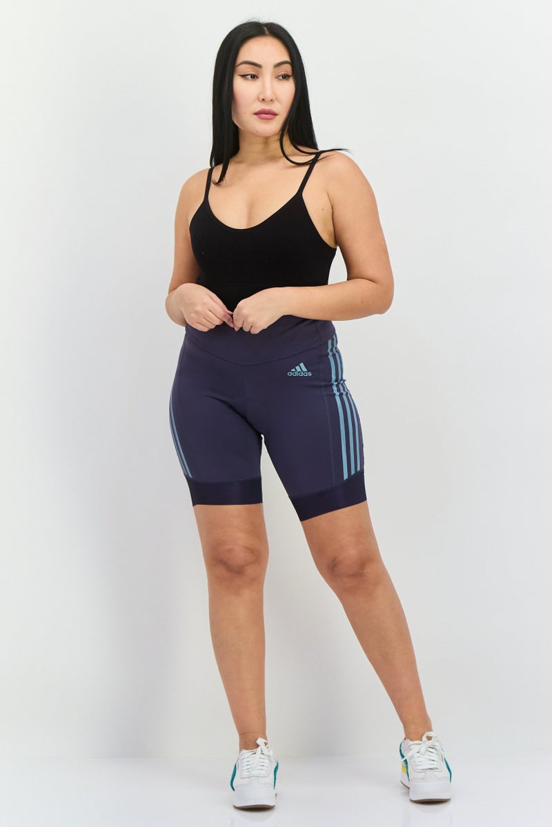 Adidas شورتات تدريب نسائية مناسبة، سحب على، لون أزرق غامق مترب - Image 4