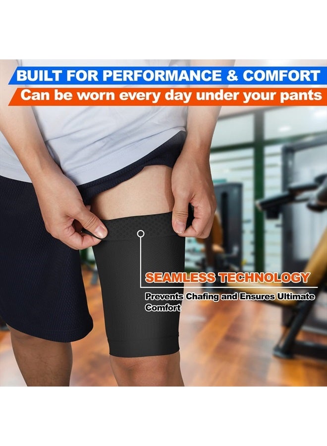 KEKING Thigh Compression Sleeves (Pair), Unisex, Hamstring Compression Sleeve for Quad & Groin Pain Relief & Recovery, Thigh Brace & Wrap Great for Running Sports & Injury, Upper Leg Sleeves Black XXL - Image 5
