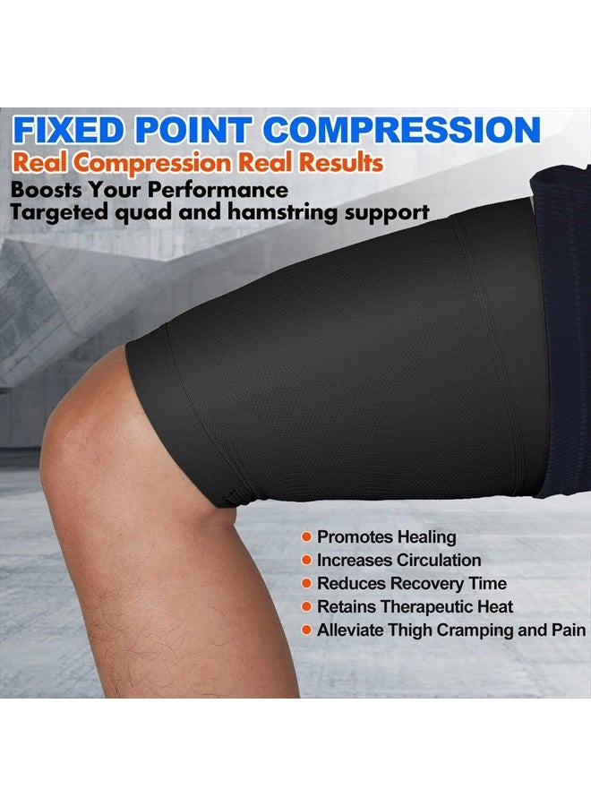KEKING Thigh Compression Sleeves (Pair), Unisex, Hamstring Compression Sleeve for Quad & Groin Pain Relief & Recovery, Thigh Brace & Wrap Great for Running Sports & Injury, Upper Leg Sleeves Black XXL - Image 3