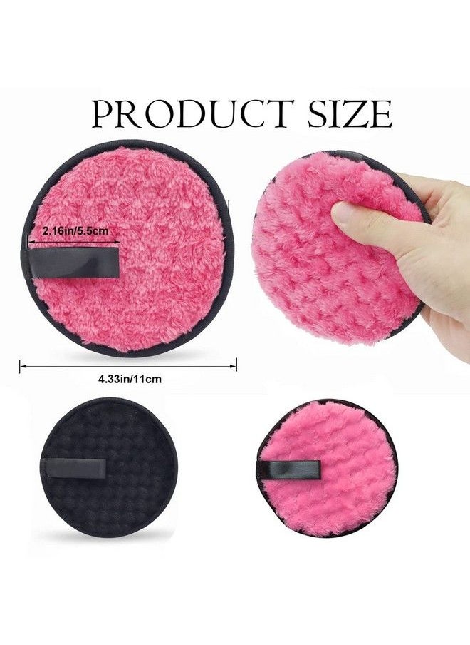 2 Pcs Makeup Remover Cleansing Pads Set Reusable Soft Doubleside & Easily Remove Stubborn Face Or Eye Makeup & Suitable For Dry Oily Skin Type Pink & Black