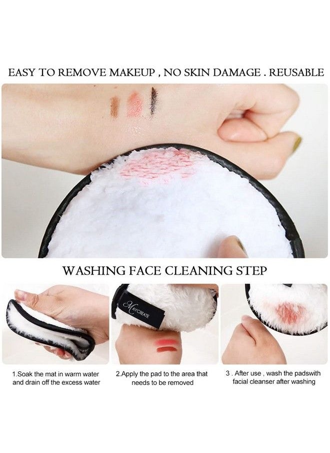 2 Pcs Makeup Remover Cleansing Pads Set Reusable Soft Doubleside & Easily Remove Stubborn Face Or Eye Makeup & Suitable For Dry Oily Skin Type Pink & Black