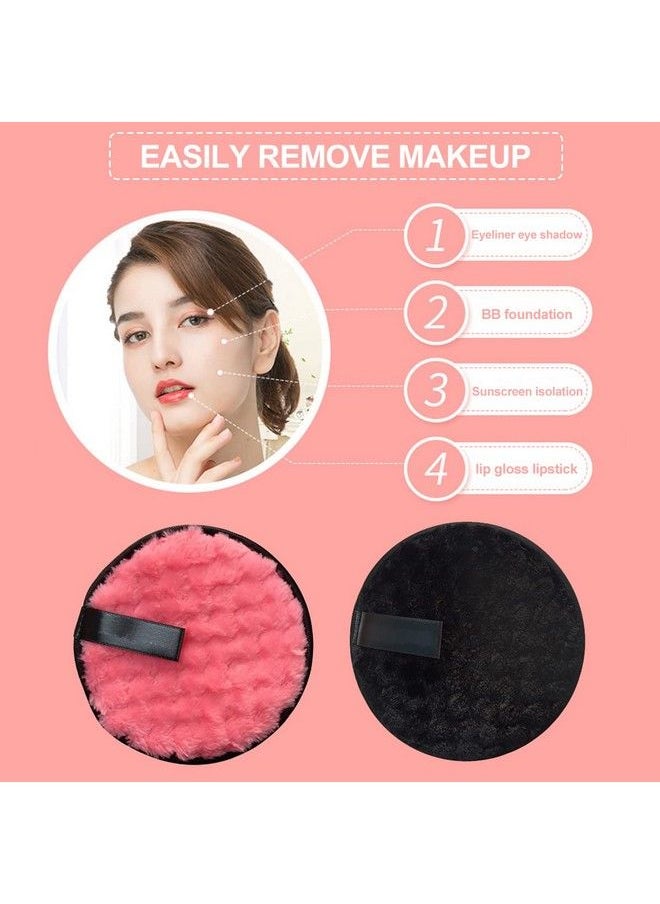 2 Pcs Makeup Remover Cleansing Pads Set Reusable Soft Doubleside & Easily Remove Stubborn Face Or Eye Makeup & Suitable For Dry Oily Skin Type Pink & Black