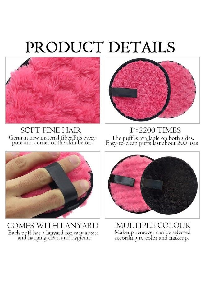 2 Pcs Makeup Remover Cleansing Pads Set Reusable Soft Doubleside & Easily Remove Stubborn Face Or Eye Makeup & Suitable For Dry Oily Skin Type Pink & Black