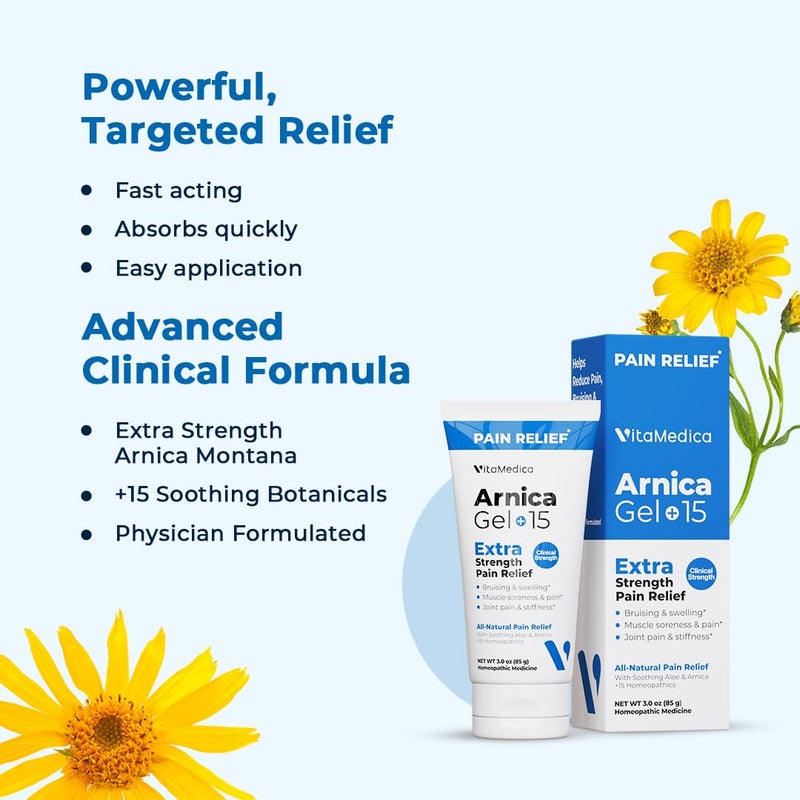 VitaMedica Arnica Gel Plus 15 Healing Plant Compounds, Extra Strength Formulation for Bruising, Swelling, Joint Pain, Muscle Soreness & Stiffness, All-Natural, Plant-Based Pain Relief - Image 3