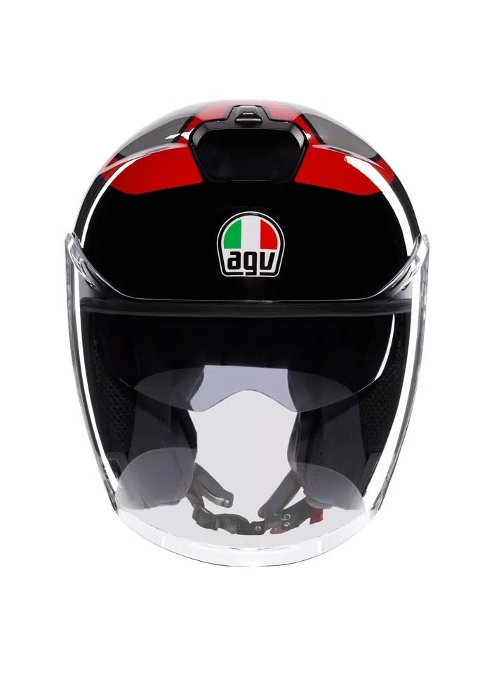 AGV IRIDES MOTORBIKE OPEN FACE HELMET E2206 - VALENZA MATT GREY/BLACK/RED - Image 2