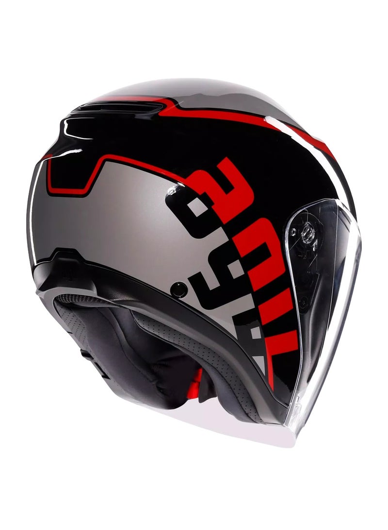 AGV IRIDES MOTORBIKE OPEN FACE HELMET E2206 - VALENZA MATT GREY/BLACK/RED - Image 3