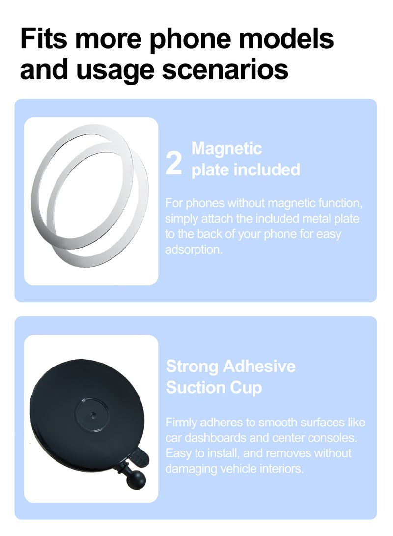 Suport an auto universal pentru mobile phone, install the air-conditioned air, attract magnetic force with two plasters, rotate the 360 ​​degree - Image 4