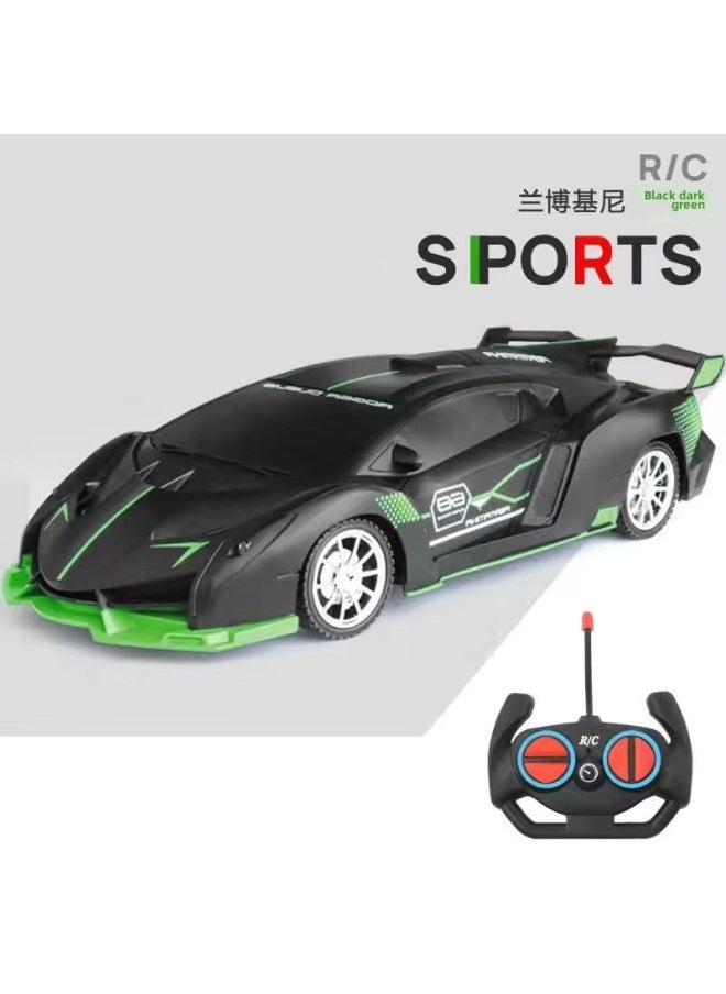 Remote Control Car Rechargeable High-speed Electric Remote Control Car Drift Sports Car Four-way Racing Children Boy Toy-Color:2024 Popular Racing Car-lambo Black Dyed Green [gift Box]-Scale:2-pack Special Charging Set + Remote Control [no Remote Control Battery Included]  - Image 1