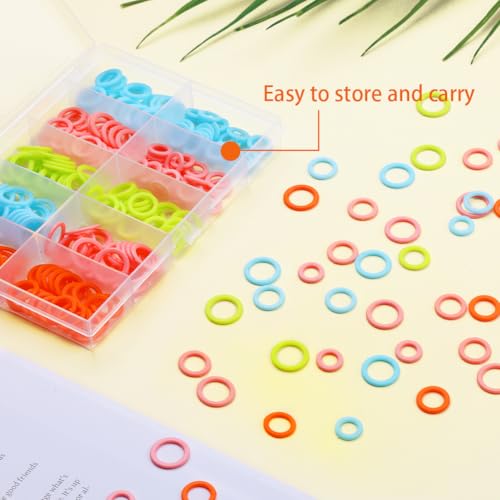 LUNARM 220 Pcs Knitting Stitch Marker, Random Colors O-Rings with Storage Box, Plastic Markers Rings(S/M/L) Crochet Locking Stitch for Knitting/Crochet - Image 5