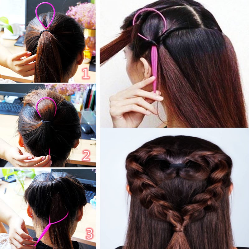 Schembo 1000Pcs Hair Rubber Bands, Soft Small Hair Elastics for Girls and Women, 2pcs Topsy Tail Tools, 1 Rat Tail Comb, Pink Schembo - Image 5